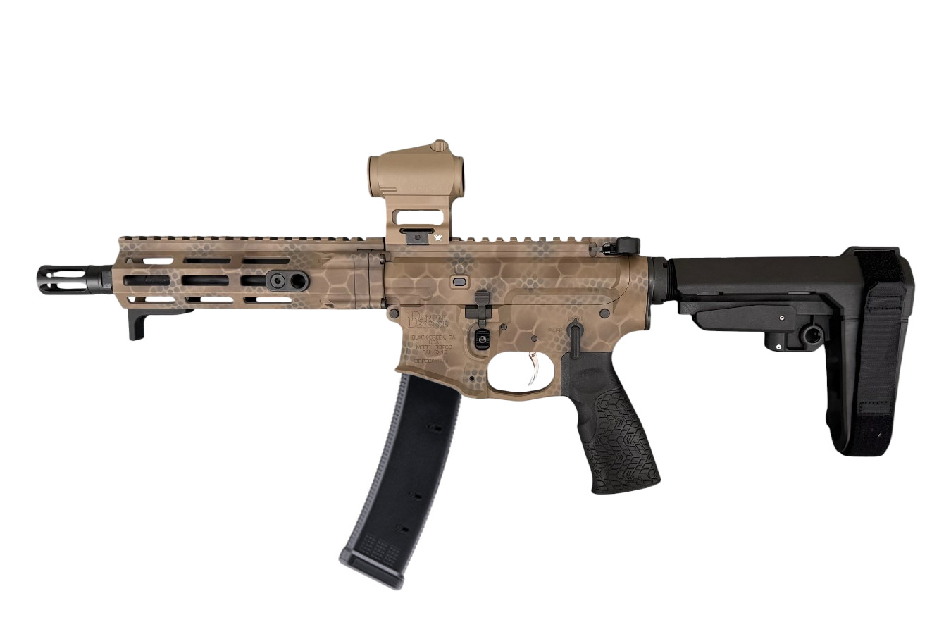 DANIEL DEFENSE PCC 9mm AR-Style Pistol with Arid Rattlecan Finish and Vortex Crossfire II Red Dot